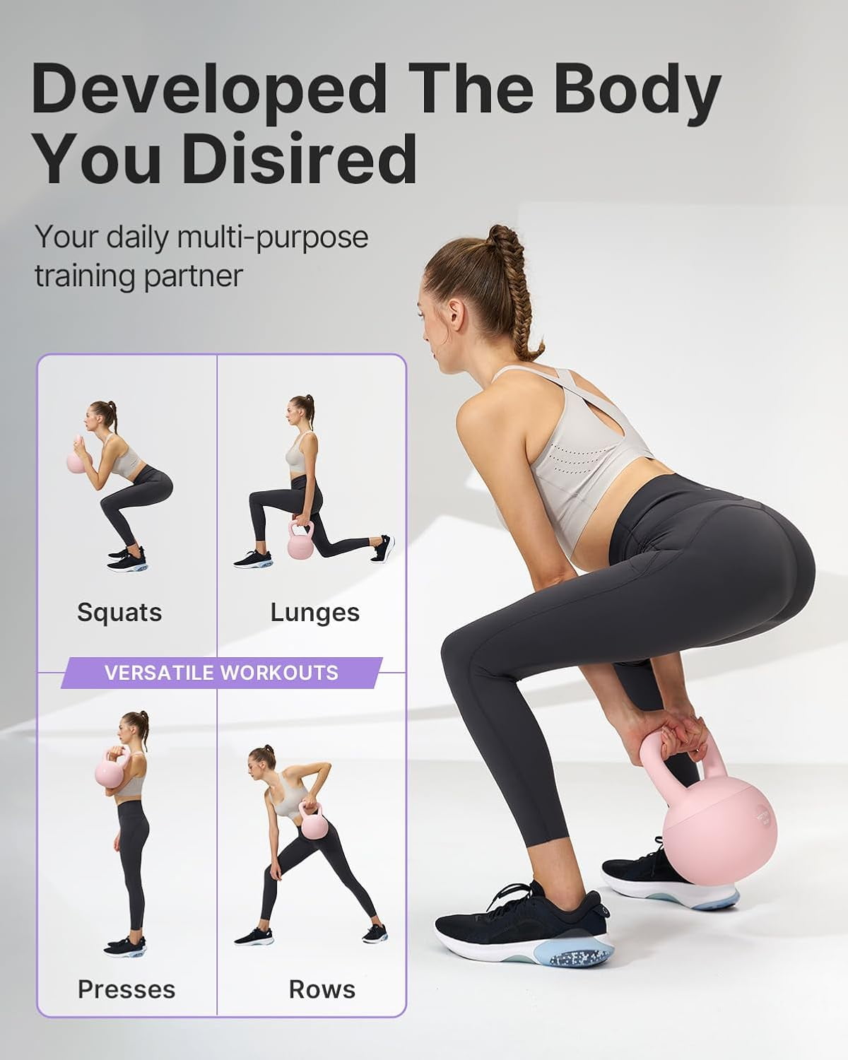 YOTTOY 15 lb Soft Kettlebell — Pink, Anti-Slip Grip,Weight for Home Workouts,Safety Guaranteed