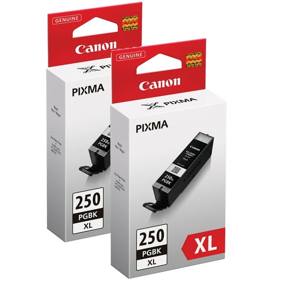 Canon 2 Pack PGI-250XL Pigment Black Ink Tank for Select PIXMA iP, iX, MG, MX Series Printers