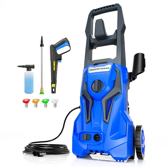 Power Washers Electric Powered - 4800PSImax 3.2GPM High Pressure Washer Car Cleaning Machine with Adjustable Spray Nozzle and Foam Cannon for Home Driveway Patio Deck, Blue