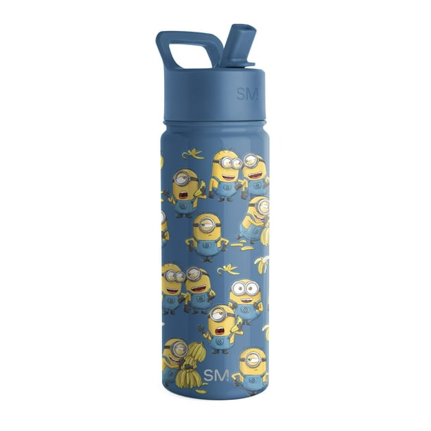Botella de agua Simple Modern Minions Kids de 530 ml con tapa de pajita