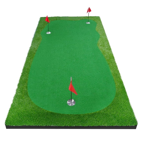 YUNIC 10 ft x 5 ft Golf Putting Green – 10 mm Rubber Base Golf Practice Mat for Indoor & Outdoor Professional Hitting Swing Training