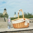Wicker Picnic Basket with Lid and Handle Sturdy Woven Body with