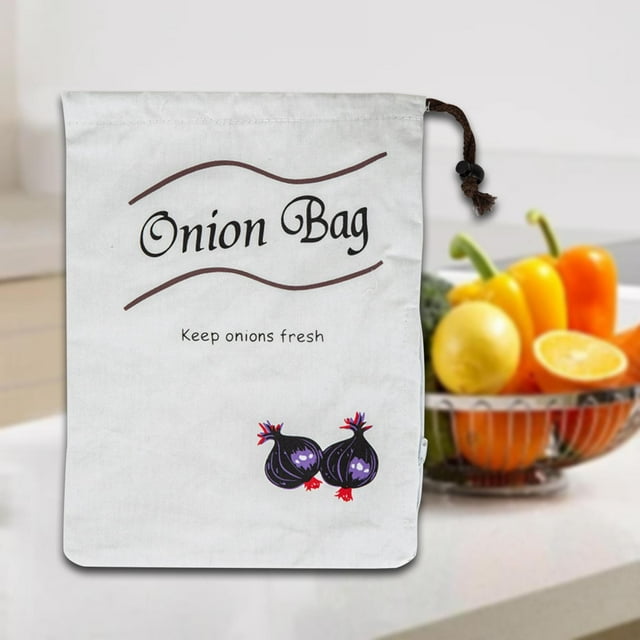 Bolsa de verduras, bolsa de almacenamiento de alimentos, bolsa portátil reutilizable con cordón, bolsa con cordón para fiesta, suministros de cocina, Cebolla