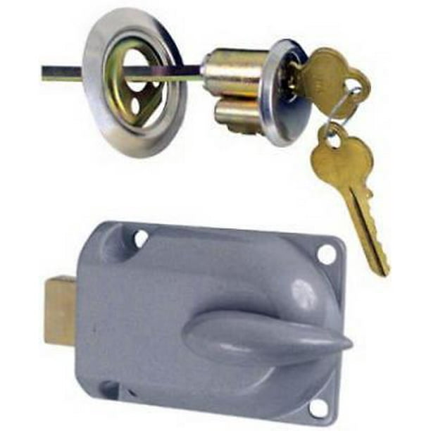 Chrome Metal Lock Cylinder and Interior Bolt Garage Door Deadbolt Only