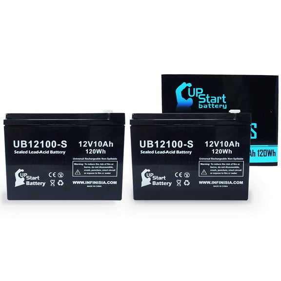 2x Pack - Schwinn S350 Battery Replacement - UB12100-S Universal Sealed Lead Acid Battery (12V, 10Ah, 10000mAh, F2 Terminal, AGM, SLA)