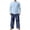 Navy, variant on ZVNAΖH Men's Linen 2-Piece Set Band Collar Long Sleeve Shirt & Drawstring Wide Leg Pants Casual Outfit