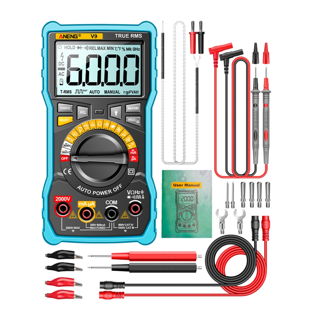 HOTYA Digital Multimeter Tester Auto Ranging Voltmeter Ammeter Ohmmeter Electrical Test Meter