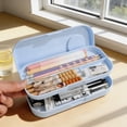 thumbnail image 6 of SLYNSHome Plastic Pencils Case Double Layer Large Capacity Pencil Box,Blue Hard Pen Case with Snap-tight Lid for Office Supplies Storage Organizer, 6 of 6