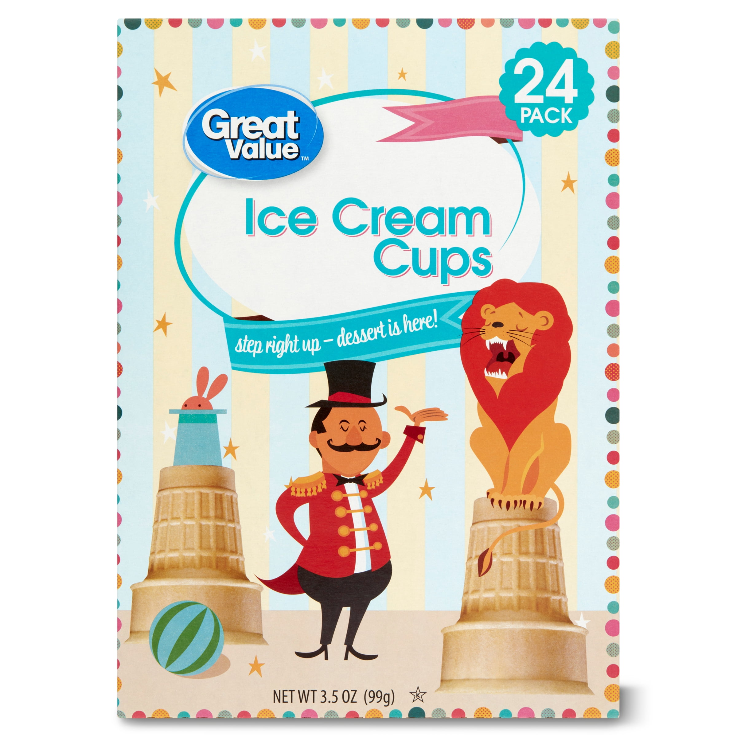 Great Value Ice Cream Cups, 3.5 Oz, 24 Count