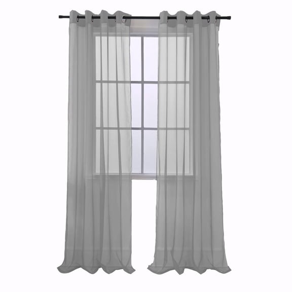 RT Designers Collection Cara One Sheer Grommet Light Filtering Curtain Panel 54" x 90" Grey