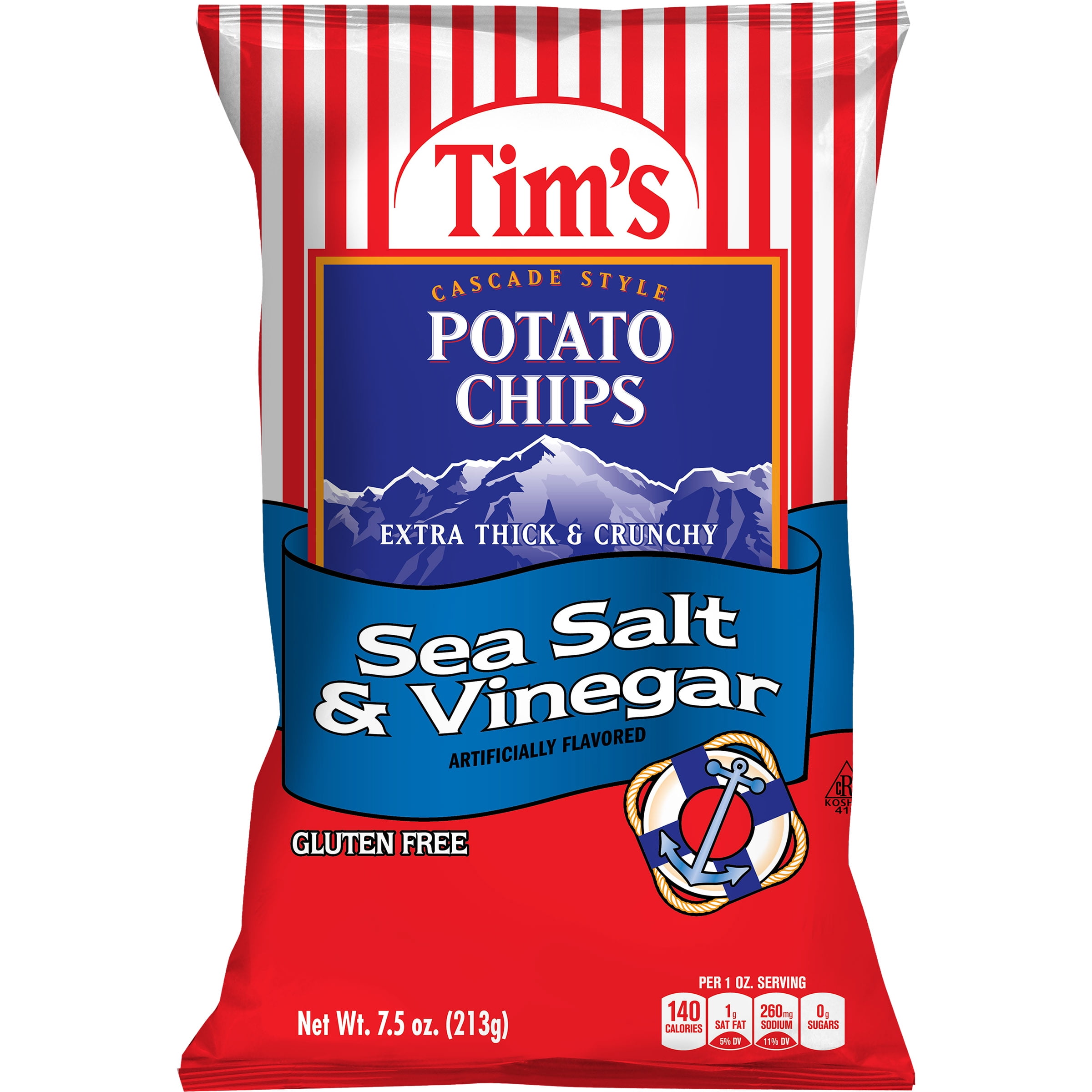 Tim's GlutenFree Cascade Style Sea Salt & Vinegar Potato Chips, 7.5 oz.