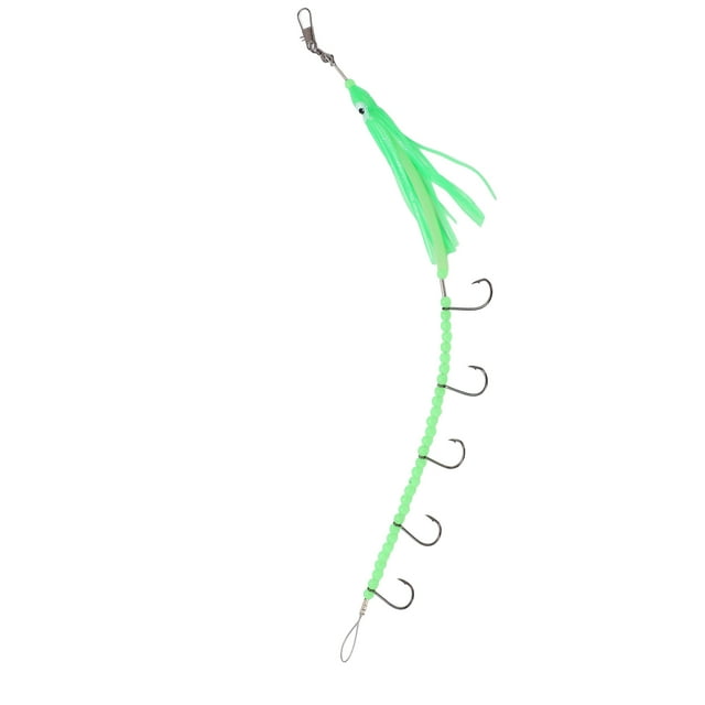 Octopus Squid Fish Hook, Octopus String Hook 360 Rotation Soft Large Load Bearing Strong Penetration for Fishing Red,Luminous Green
