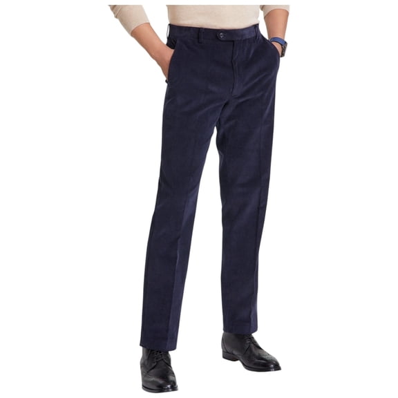 Tommy Hilfiger Mens Modern fit Dress Corduroy Pants 42 / 30 Navy Blue Solid Stretch