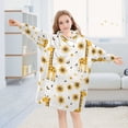 thumbnail image 4 of Wearable Blanket Hoodie for Giraffe and Sunflower Flannel Hooded Blanket with Pockets and Sleeves Suitable, 4 of 7