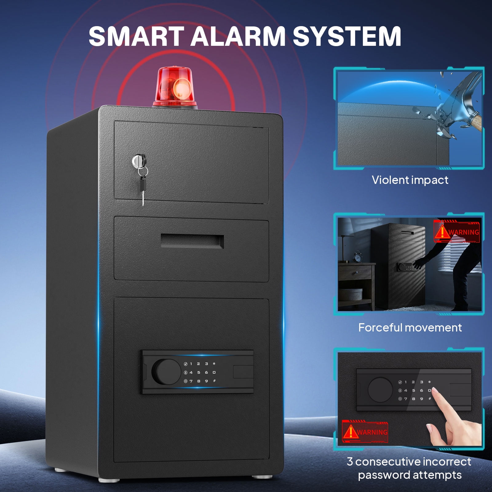 26.8' Tall  Home Safe Box with Deposit Slot and  Lock cabinet, Digital Large Safe with LED Keypad and Dual Alarm System