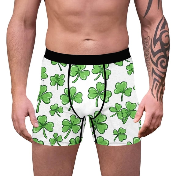WMTBSRSW St Patrick’s Day Mens Boxer Briefs Funny Novelty Underwear Cool Breathable High Waisted Boxers Shorts Fun Gift for Husband Boyfriend No Fly