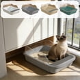 thumbnail image 1 of Sentmoon Semi Enclosed High Bar Cats Litter Box Splash Proof Design with Cat Shovel Easy Clean Comfortable for Home Neat Hygiene Odor Control for Multiple Cats Modern Style, 1 of 7