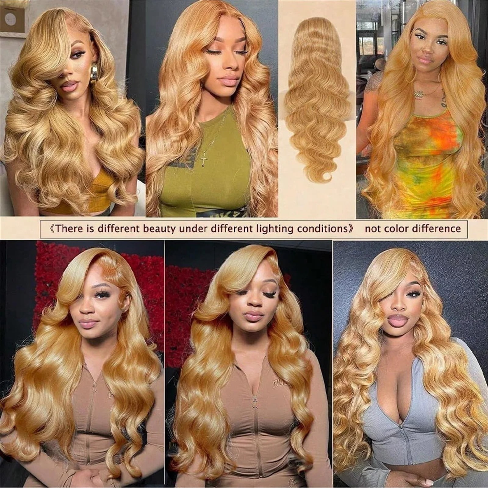13x6 Body Wave HD Transparent Lace Frontal Wigs Human Hair Honey Blonde Wig 200 Density Pre Plucked