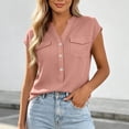 thumbnail image 5 of cocolona Womens Summer Tops Short Sleeve V Neck Button Shirts with Pockets Dressy Casual Loose Tunic Blouses, 5 of 6