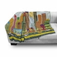 thumbnail image 3 of Seattle Skyline Soft Flannel Fleece Blanket, Geometrically Structured Graphic Illustration of Buildings and the Highway, Cozy Plush for Indoor and Outdoor Use, 50" x 70", Multicolor, by Ambesonne, 3 of 6