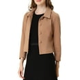 thumbnail image 4 of INSPIRE CHIC Women's Elegant Button-Down Point Collar Short Coats M Light Brown, 4 of 6