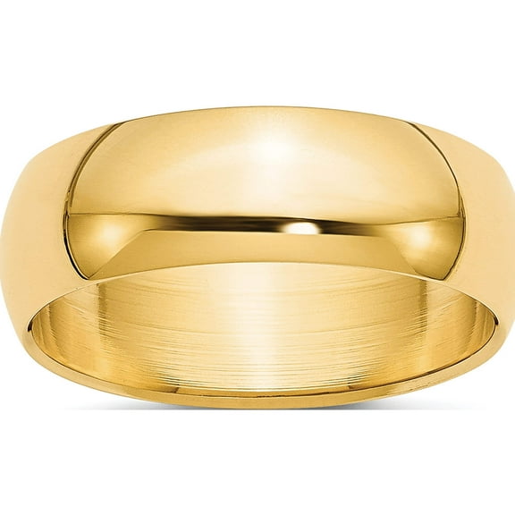 14K Yellow Gold 7mm Half-Round Wedding Band (Size 4) Made In United States hr070-4