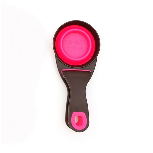Cuchara de silicona roja (M 237ml) para comida de mascotas, cuchara plegable multifuncional para comida de perros, suministros para gatos y perros, comida para gatos y perros