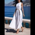 thumbnail image 4 of Vestido de Verano Vintage para Mujer, Holgado, Sin Mangas, , Cuello Redondo, Color Liso. M, 4 of 6