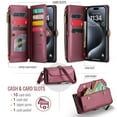 thumbnail image 2 of ShieldPlus for iPhone 15 Pro Case, RFID Blocking iPhone 15 Pro Wallet Case Crossbody for Women Men,Luxury PU Leather Magnetic Flip Zipper Strap Phone Case for iPhone 15 Pro,Winered, 2 of 8