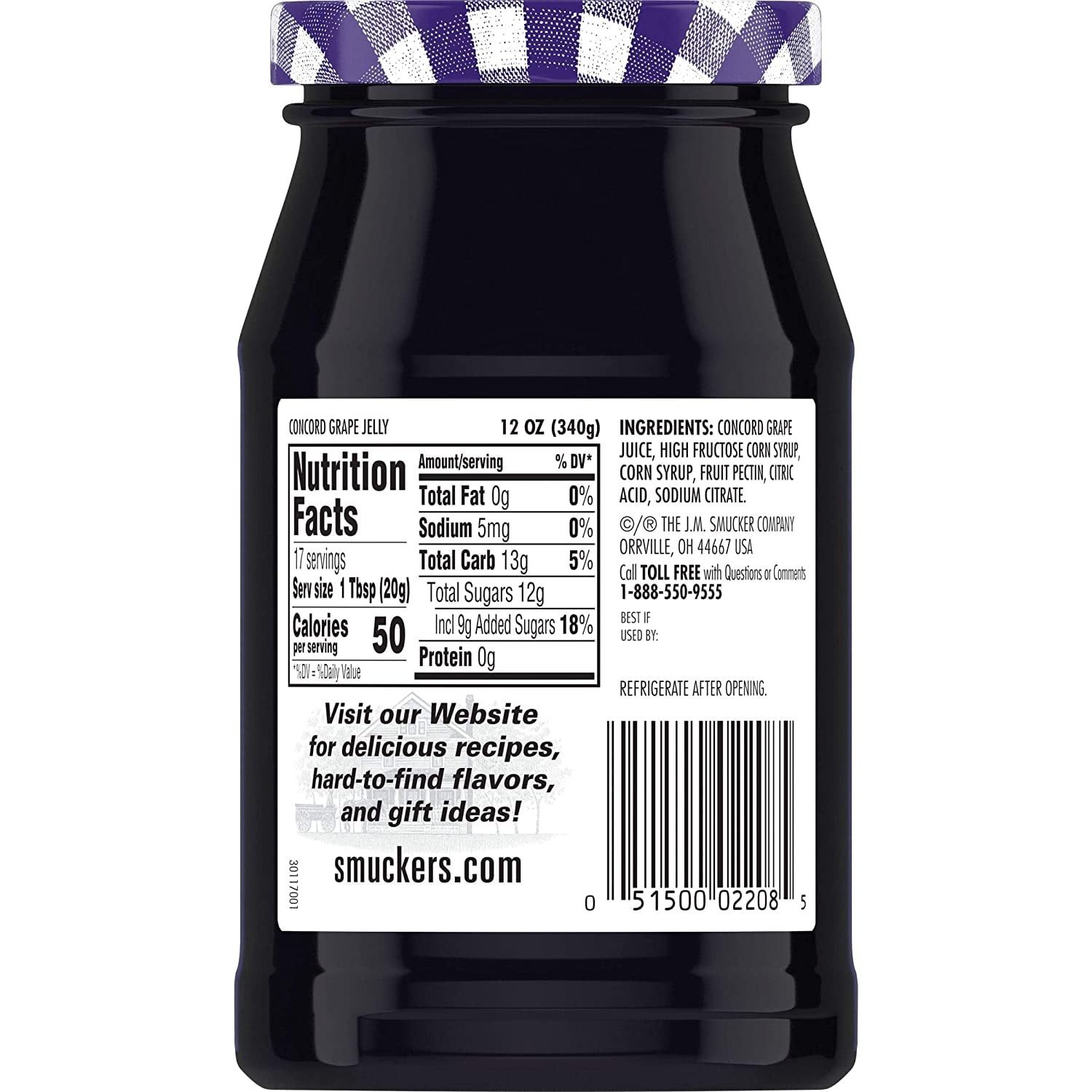Smucker's, Concord Grape Jelly 12 oz (Pack of 6)