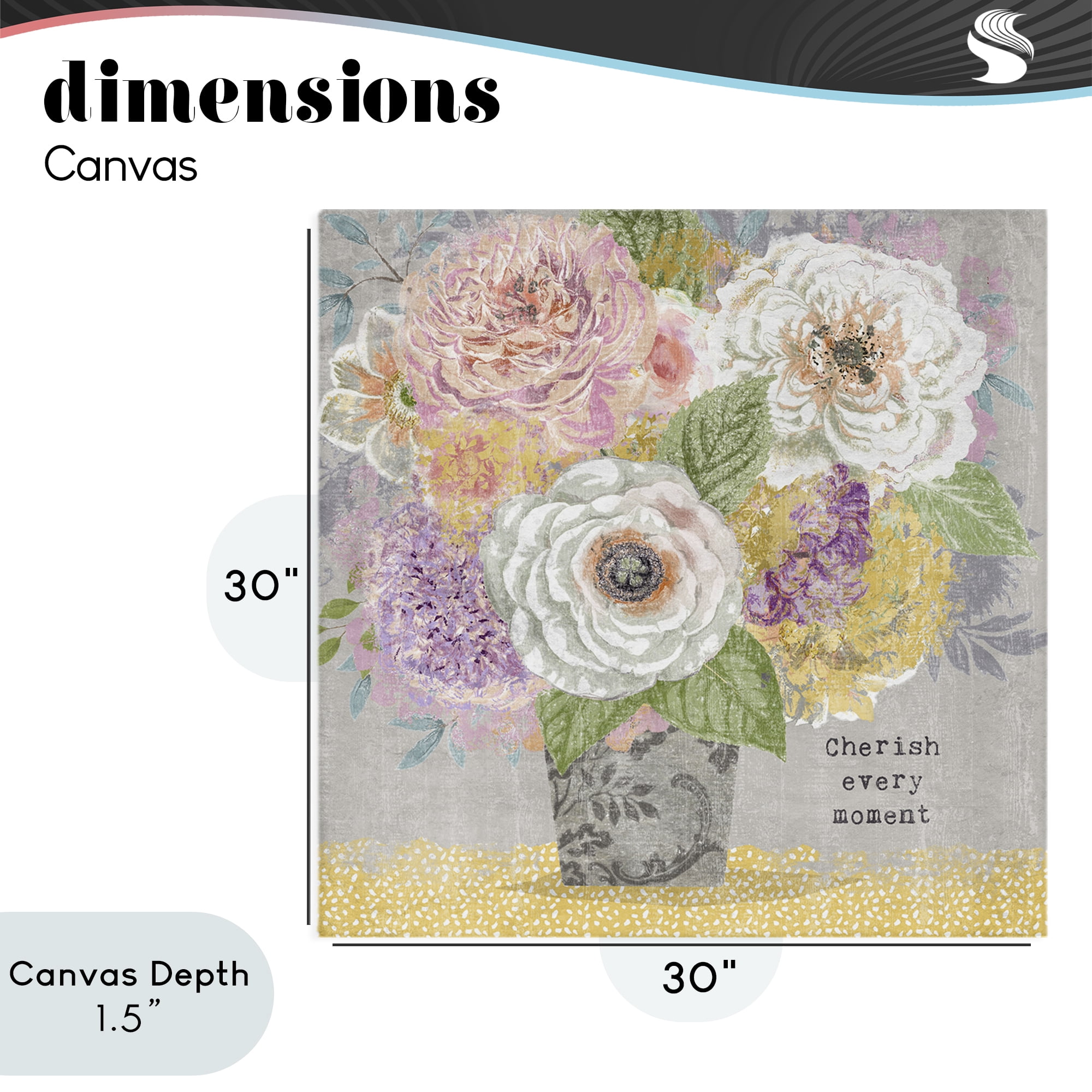 Stupell Industries Cherish Every Moment Inspiration Canvas Wall Art, design by Suzanne Nicoll