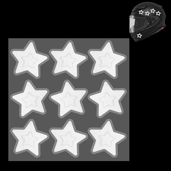 PH 6pcs Star Reflective Stickers Decorative Reflective Decal White Star Motorcycle Helmet Stickers Waterproof Self Adhesive Vinyl Sticker
