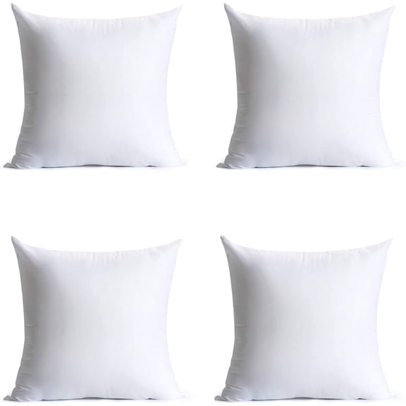 16 x 16 inches Pillow Inserts, Set of 4 Hypoallergenic Brushed Microfiber Liner Down Alternative Filled Square Cushion Throw Pillow