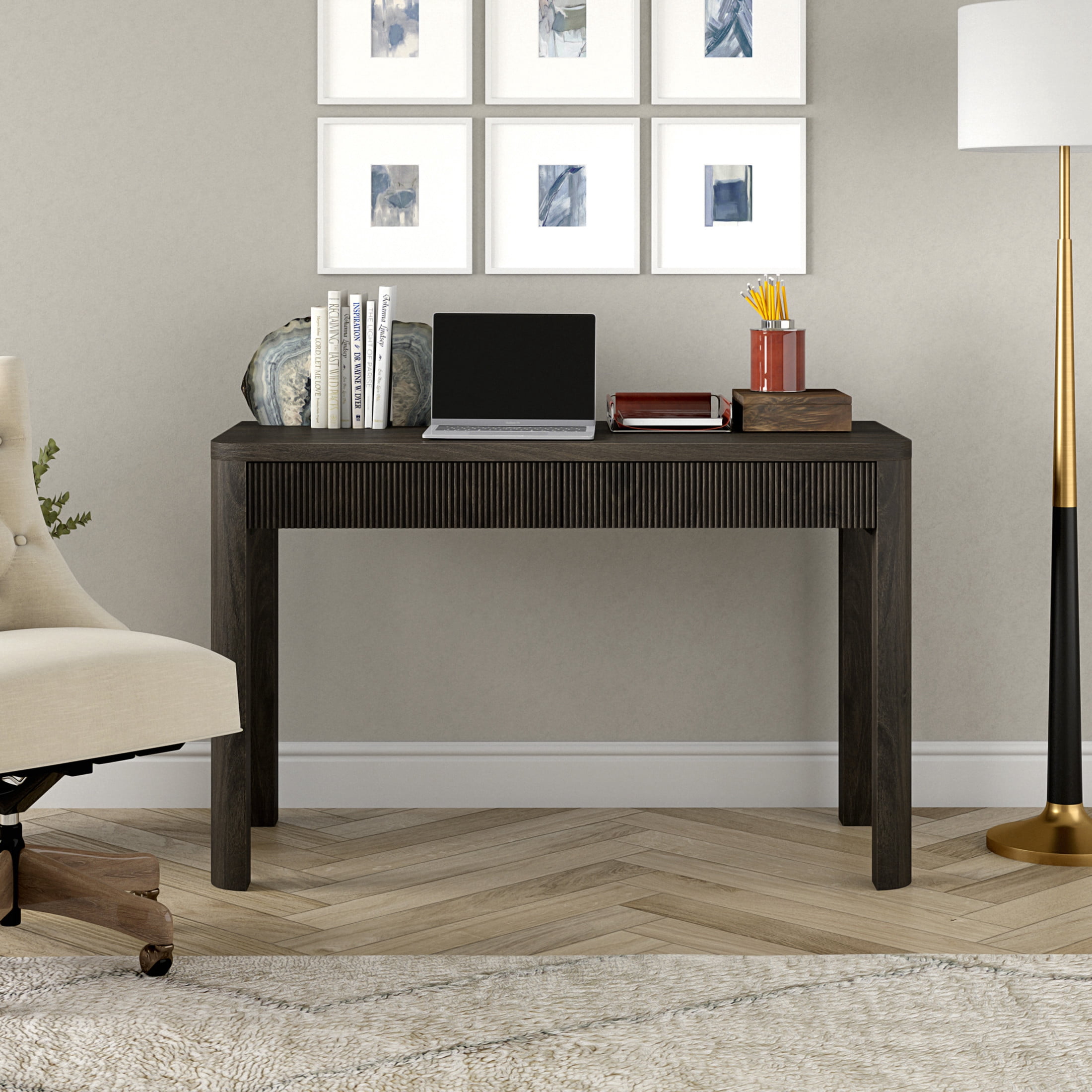 Evelyn&Zoe Modern/Contemporary 48" Wide Alder Brown Home Office