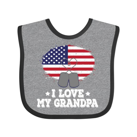 Inktastic I Love My Grandpa Military Grandson Boys or Girls Baby Bib
