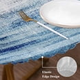 thumbnail image 4 of Retro Blue Round Fitted Table Cover Texture Abstract Modern Ombre Waterproof Table Cloth with Elastic Edge Wipeable Tablecloth for Picnic Camping Party Fits 45"-54" Diameter, 4 of 8