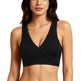 thumbnail image 3 of CFLVAEK Seamless Bras for Women Wireless Deep V Bra Comfort Push Up Wide Straps Bralettes Full Coverage Cotton Bras Black XL, 3 of 10