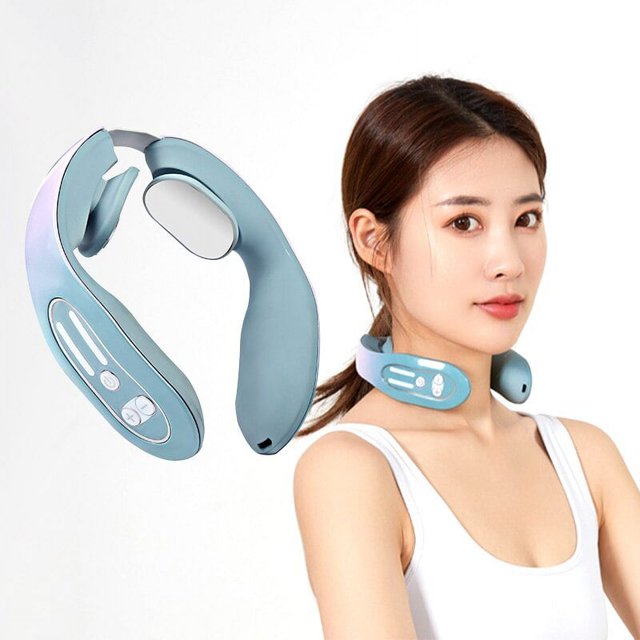 RV Instrumento eléctrico de masaje de cuello, masajeador portátil de columna Cervical, Protector de hombro y cuello, masajeador de pulso de compresión caliente para cuello Rojo Verde