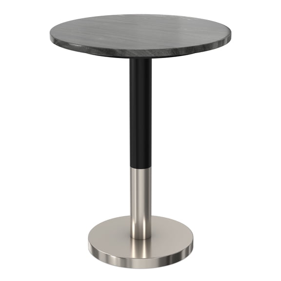 Simpli Home Evans 16 inch Wide Modern Side Table in Black Genuine Marble and Black/Silver Iron