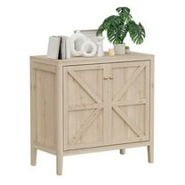 Wood Sideboard Buffet Cabinet with Doors - Farmhouse Kitchen Storage Cabinet, Coffee Bar Console Table with Adjustable Shelves, Buffet Table for Living Room, Hallway (White Oak, 1