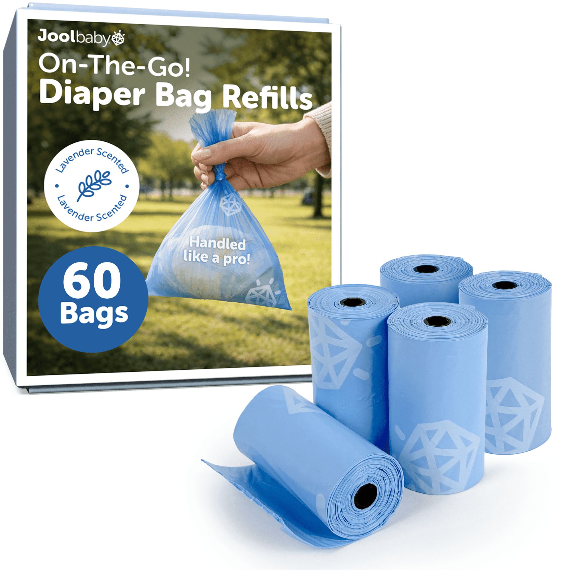 Jool Baby On-the-Go Diaper Disposal Bags - Universal Refill Rolls for On-the-Go Dispenser (Pack of 5 Rolls)