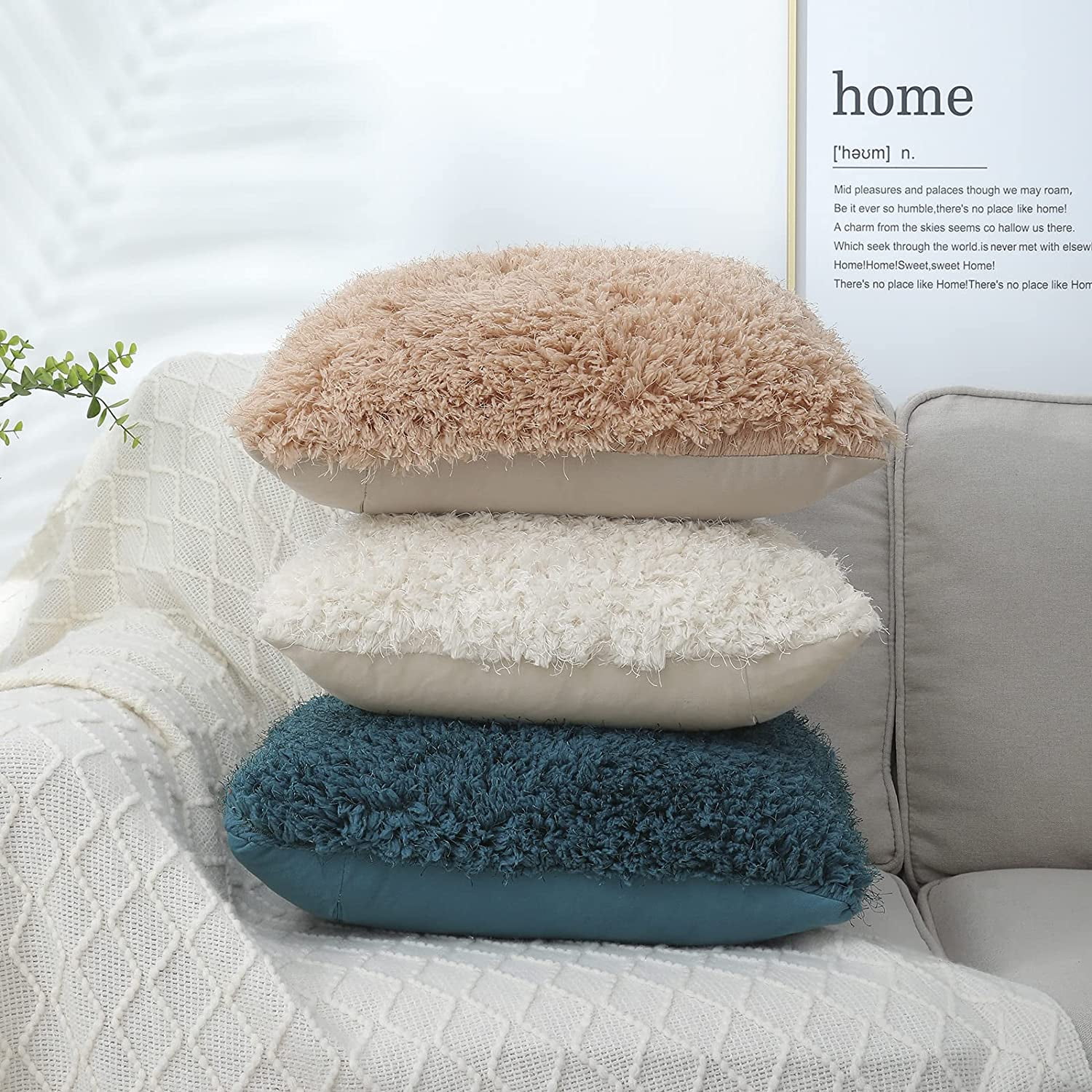Faux Fur Decorative Throw Pillow Covers 20x20 Inch Set of 2 Black Fluffy Soft Couch Pillow Covers Luxury Fuzzy Square Decor Thr Walmart