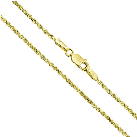 14K Solid Yellow Gold 2mm Rope Chain Necklace 16" 18" 20" 22" 24"