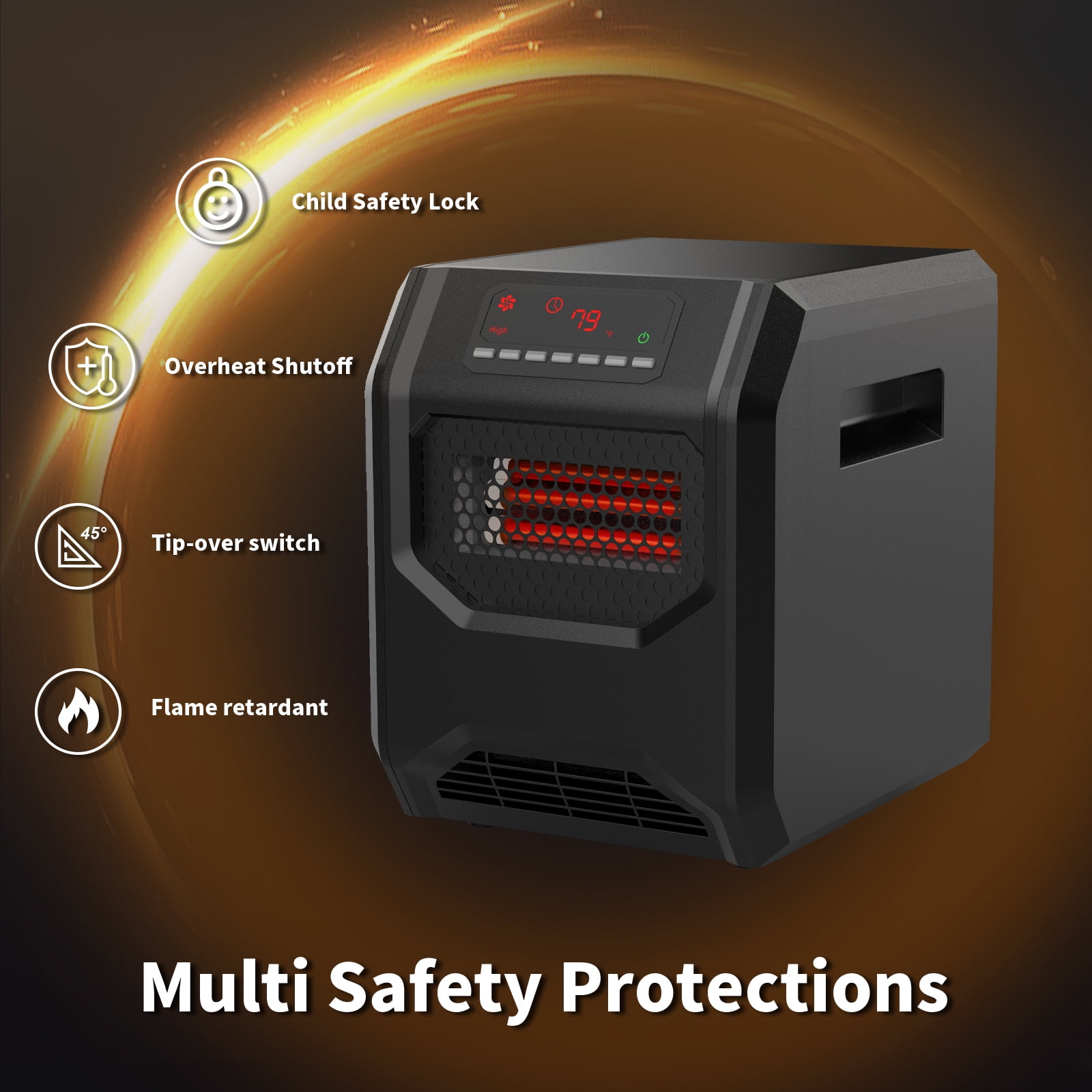 uhomepro Electric Heaters, Safe Infrared Quartz Electric Heater ...