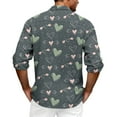 thumbnail image 3 of Fgvctg Long Sleeve Shirts for Men V Neck Button Down Blouses Soft Date Day Love Heart Print Shirt Plus Size Collared Business Casual Outfits Dark Gray 3XL, 3 of 5