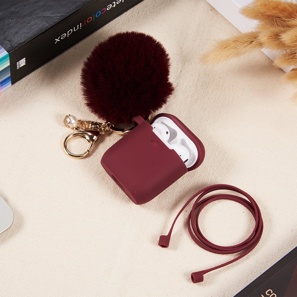 Furbulous Collection 3-in-1 Thick Silicone TPU Case with Fur Ball Ornament Key Chain and Strap and for AirPods Pro 2 2022 - Lavender