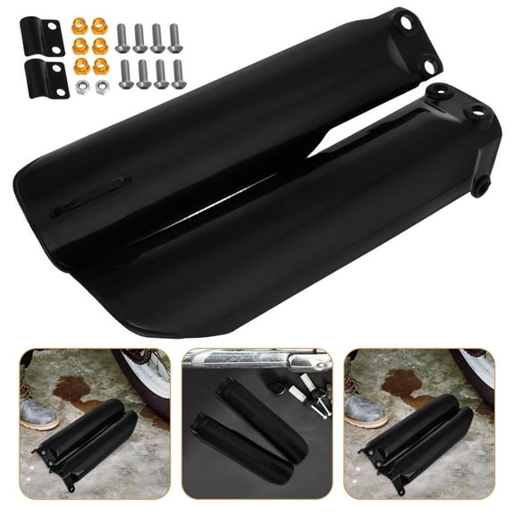 LEORX 1Set Front Fork Guard Covers Motorcycle Fork Covers Alloy Black For DIY Enthusiasts 11.4*2.95*2.95in