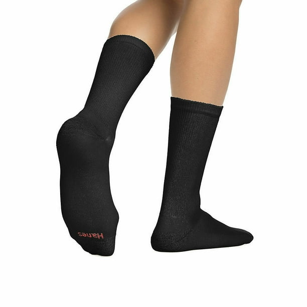 Hanes Hanes Men's 24Pack FreshIQ Cushion Crew Socks Black, (Shoe
