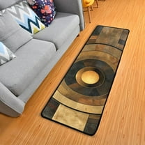 Abstract Olive Brown Geometric Hallway Runner Rug 2'X6' Non-Slip Washable Carpet Runner Kitchen Entryway Laundry Bedroom