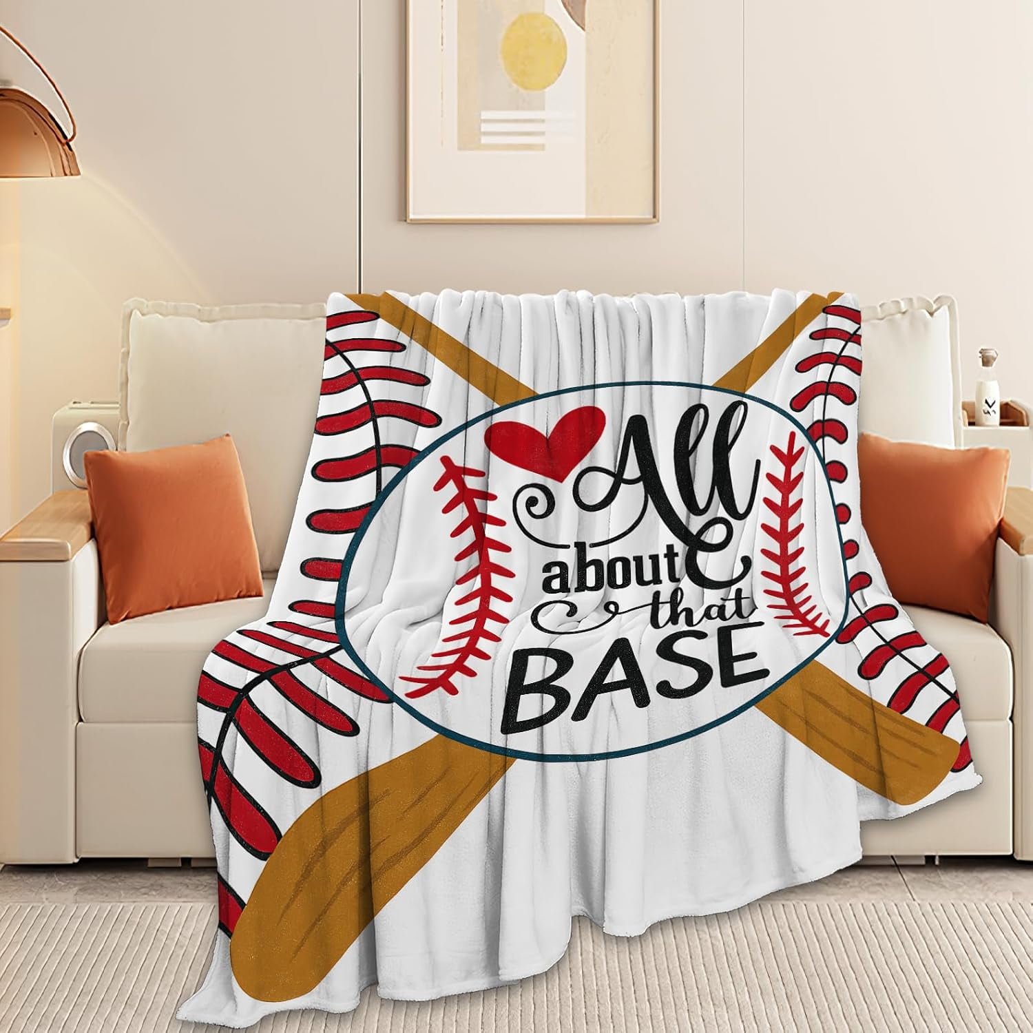 Baseball Blanket Super Soft Warm Fluffy Fleece Flannel Sports Blanket Cozy Fuzzy Plush Stuff Bedding Blankets Gifts for Teens men Users Women Women Adults 80"X60"